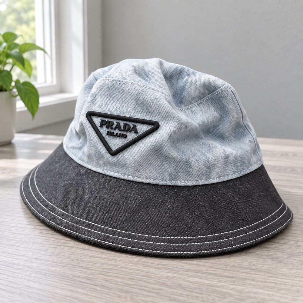 Prada Two-Tone Denim Bucket Hat - Picture 4 of 6